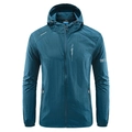 Veste légère de protection solaire bleu marine avec capuche pour sports de plein air - M / Bleu Denim