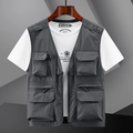 Gilet tattico grigio scuro da uomo con tasche multiple per fotografia all'aperto - M / Grigio