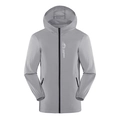 Men's dark grey sun protection hooded jacket with breathable fabric and mountain logo - Light Gray