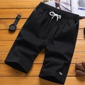 Atmungsaktive Herren Baumwollshorts in Schwarz mit elastischem Bund und Kordelzug - M / Schwarz