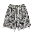 Men's casual summer shorts featuring black and white abstract brushstroke pattern - M / Ivory Black