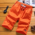 Men's breathable cotton shorts in vibrant orange with drawstring elastic waist - M / Orange