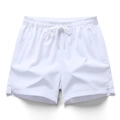 Pantaloncini bianchi larghi con coulisse, vita elastica e spacco laterale - S / Bianco