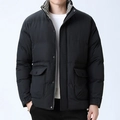Chaqueta acolchada negra para hombre con cuello alto y forro de pata de gallo - M / Negro