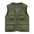 Gilet outdoor verde militare multitasche con fodera in rete traspirante da uomo - M / Verde Militare