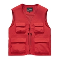 Gilet da pesca rosso da uomo ad asciugatura rapida con tasche e fodera in mesh - M / Rosso