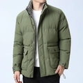 Chaqueta acolchada verde oliva para hombre con cuello alto y forro de pata de gallo - M / Verde fruta