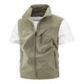 Chaleco táctico de pesca para hombre en color caqui con bolsillos y forro de malla - M / Caqui