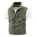 Chaleco táctico de pesca para hombre verde militar con múltiples bolsillos y cuello alto - M / Verde Militar