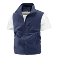 Chaleco cargo para hombre azul oscuro con cuello alto y múltiples bolsillos con cremallera - M / Azul oscuro