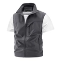 Chaleco de pesca gris oscuro para hombre con múltiples bolsillos y cierre de cremallera - M / Gris