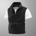 Schwarze Outdoor-Angelweste für Herren mit praktischen Taschen und bequemem Stehkragen - M / Schwarz