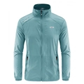 Men's lightweight blue outdoor sun protection jacket with stand collar and zipper pockets - M / Fog Blue (Letter)