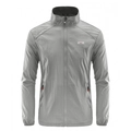 Men's lightweight grey outdoor sun protection jacket with stand collar and zip pockets - M / Light Gray (Letter)