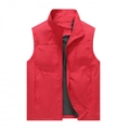 Gilet sportivo rosso da esterno con collo alto e tasche funzionali con cerniera - M / Rosso Cina