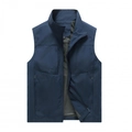 Gilet outdoor blu scuro con colletto in piedi e fodera in rete traspirante - M / Blu navy