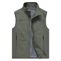 Men's casual cargo vest in army green with utility pockets and breathable mesh lining - M / Army Green