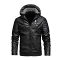 Veste de moto noire à capuche pour homme avec doublure polaire et détails matelassés - L / Noir