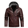 Blouson moto pour homme bordeaux avec capuche en tricot gris et détails d'épaules matelassés - L / Bordeaux