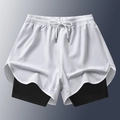 Pantaloncini sportivi 2 in 1 da uomo con tessuto bianco ad asciugatura rapida e fodera - S / Bianco