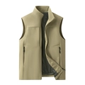 Chaleco multibolsillos caqui para hombre con forro de malla y cuello alto - M / Caqui