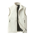 Chaleco casual para hombre en color caqui claro con forro de malla y bolsillos con cremallera - M / Blanco Roto