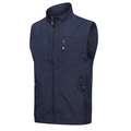 Gilet outdoor blu scuro da uomo con colletto dritto, tessuto antivento e tasche con cerniera - M / Blu scuro