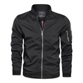 Men's slim fit black bomber jacket with ribbed cuffs and zipper sleeve pocket - M / Black
