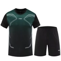 Completo sportivo estivo da uomo con maglietta sfumata e pantaloncini da corsa - M / Verde Scuro