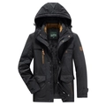 Parka invernale nero da uomo con fodera in pile calda e tasche esterne multifunzione - M / Nero
