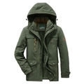 Parka invernale da uomo verde scuro con fodera in pile e tasche multiple calde - M / Verde Militare