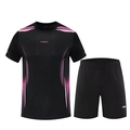 Schnelltrocknendes Herren-Sportset mit T-Shirt und Shorts, schwarze Farbe mit rosa Akzenten - M / Schwarzrosa