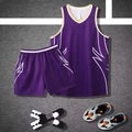 Set basket viola da uomo con maglia ad asciugatura rapida e pantaloncini con fiamme - M / Viola