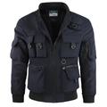 Giacca tattica da aviatore blu scuro da uomo con tasche multiple e polsini a costine - L / Blu scuro