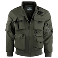 Giacca da volo verde militare con tasche multiple e anelli a D tattici funzionali - L / Verde Militare