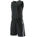 Men's breathable black basketball jersey and shorts set for training and competition - L / Black