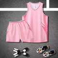 Pink quick-dry basketball jersey set with athletic flame patterns and mesh fabric - M / Top And Bottom / Pink