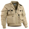 Giacca bomber tattica kaki con tasche multiple e tessuto tecnico antivento durevole - L / Cachi