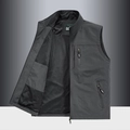 Gilet de sport extérieur gris foncé pour homme avec poches multiples et doublure en maille - M / Gris