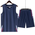 Men's navy blue quick-dry athletic suit featuring V-neck jersey and outdoor shorts set - L / Navy Blue