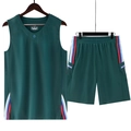 Deep green men's quick-dry sports set with sleeveless vest and drawstring shorts - L / Dark Green