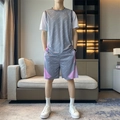 Ensemble de basket pour homme gris avec imprimé géométrique rose et manches courtes - M / Gris