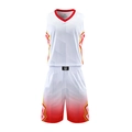 Men's breathable quick-dry basketball uniform set with red-white gradient design - L / White