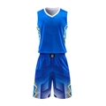 Men's navy blue breathable basketball jersey and shorts set with yellow geometric patterns - L / Blue