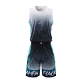 Completo basket da uomo con trama a serpente sfumata, maglia senza maniche e pantaloncini - L / Nero