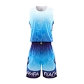 Men's basketball jersey set with blue gradient snake skin pattern and mesh fabric - L / Blue