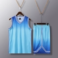 Men's breathable blue gradient basketball jersey set with striped ribbing for training - L / Blue Gradient / Blue
