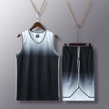 Men's basketball jersey set with black and white ombre design and breathable mesh fabric - L / Black and White Gradient / Black