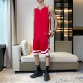 Rotes Basketball-Trikot-Set für Herren aus schnelltrocknendem Netzgewebe - L / Rot