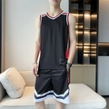 Herren Basketball-Trikot-Set in Schwarz, schnelltrocknend mit atmungsaktivem Mesh-Gewebe - L / Schwarz